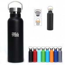 20 Oz. Stainless Steel Vacuum Bottle with Bamboo Lid